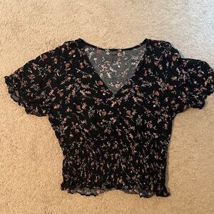 Floral Black Women's Top